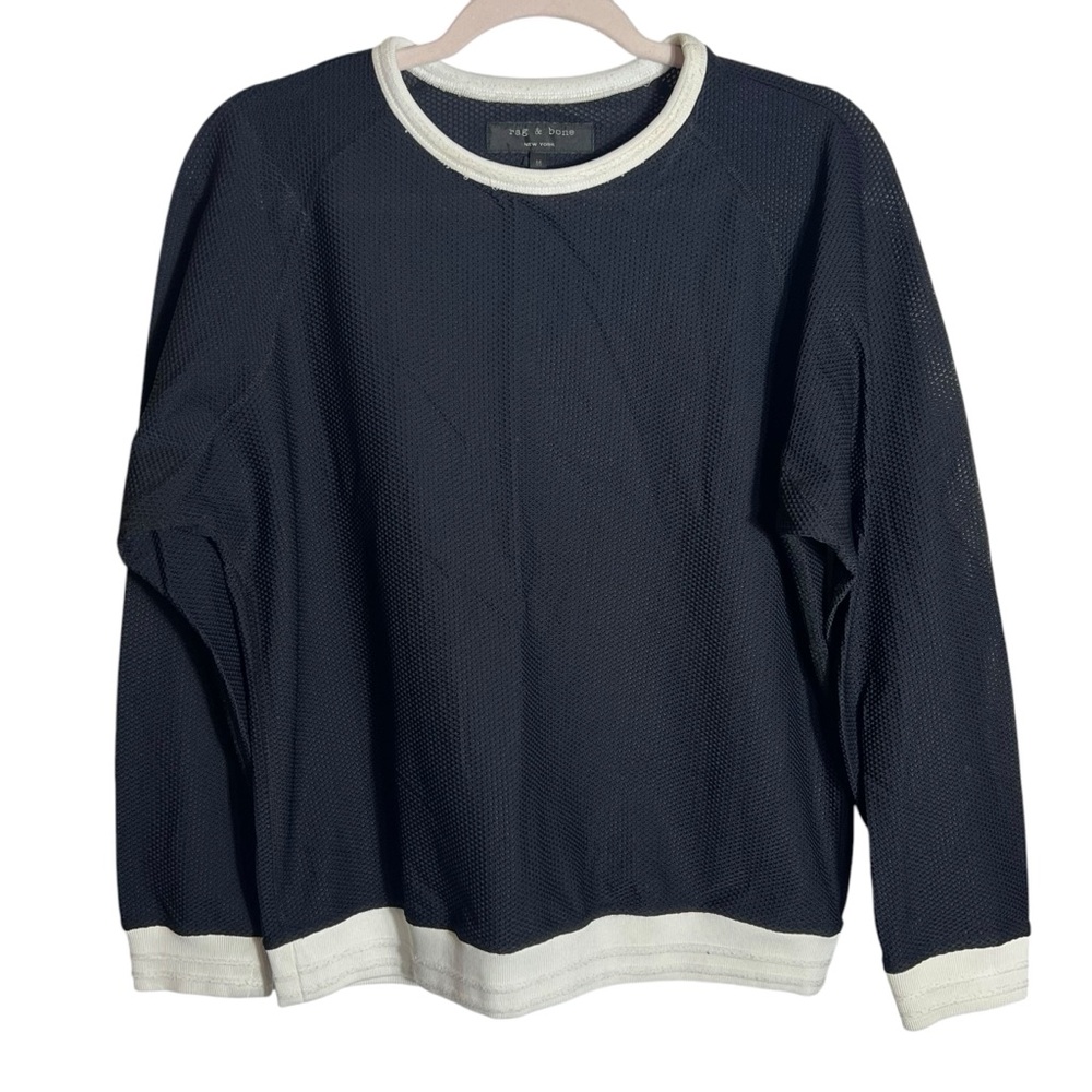 Rag & Bone Black Mesh Textured Sweatshirt - Size M